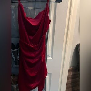 woman Red velvet dress